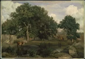 Lukisan Naturalis Forest of Fontainebleau (1846) karya Camille Corot