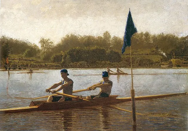 Lukisan Realisme The Biglin Brothers Turning the Stake-Boat (1873) karya Thomas Eakins