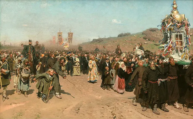 Religious Procession in Kursk Governorate (1880-1883) karya Ilya Repin